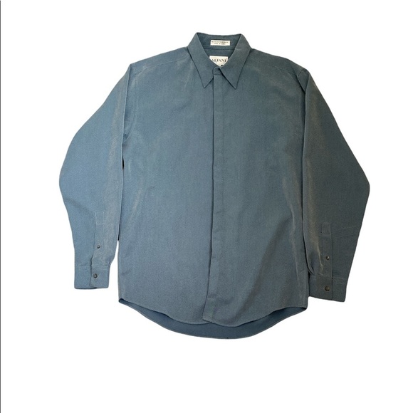 Alfani blue dress shirt button down long sleeves polyester and rayon Size S - Picture 1 of 8